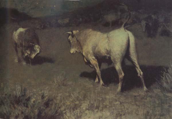 Frederic Remington Moaning of the Bulls (mk43) Norge oil painting art
